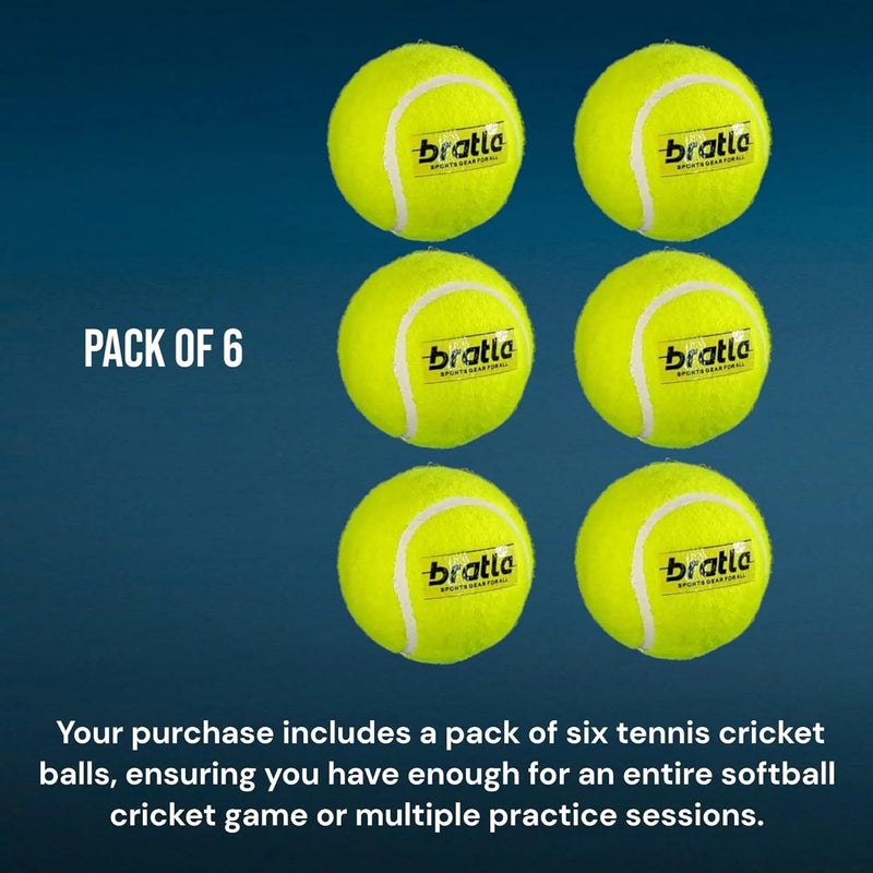 Bratla Heavy Tennis Cricket Ball 120-130g - Pack of 6 | Hard Tennis Balls for Softball Cricket Games - Image 3